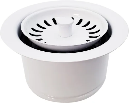 Miniatura 3 de Westbrass D2082S-50 3-1/2" Cuello Extra-Profundo Fregadero de Cocina Eliminación de Residuos Brida y Tapón Colador, Revestimiento en Polvo Blanco