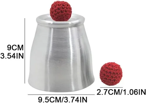 Miniatura 5 de MOMOMAGE Taza de aluminio de lujo para picar, boca ancha (plata, con magnético) Trucos de magia de cerca que aparecen la taza y la bola
