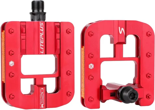 Pedales de bicicleta de montaña, pedales de bicicleta de carretera de aleación de aluminio, pedales de bicicleta de montaña plegables, clavos Rojo