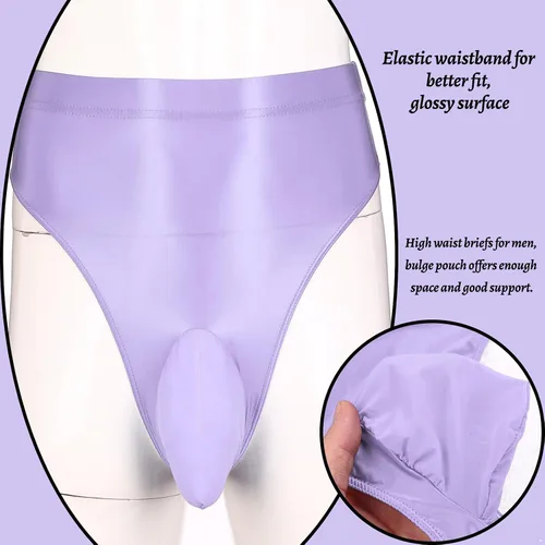 Miniatura 5 de YiZYiF Braguitas de medias brillantes para hombre, bolsa de bulto, ropa interior suave transparente
