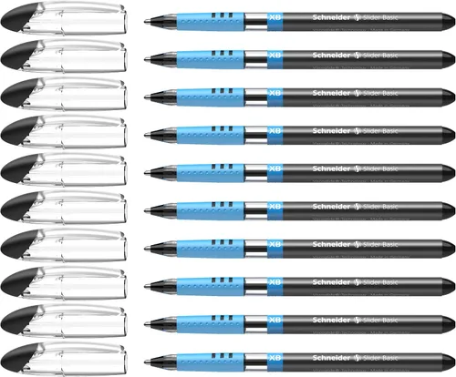 Miniatura 11 de Schneider Slider Basic XB (Extra Broad) - Bolígrafo de punta redonda, 1.4 mm, barril transparente, colores de tinta surtidos, paquete de 8