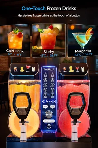 Miniatura 3 de MÁQUINA DE GRANIZADAS Grado Comercial – 50 L, Elaborador de Bebidas Congeladas, +84 Porciones, Congelación Rápida de 30 Minutos, Tapa con Luz LED