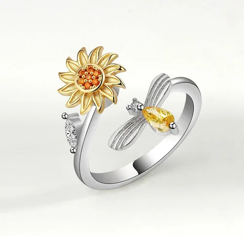 Miniatura 4 de Nuevo anillo giratorio de girasol para mujer