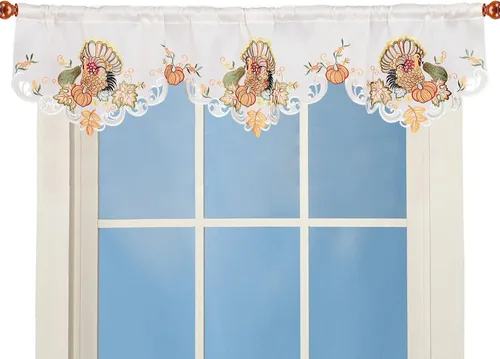 Miniatura 16 de Cenefa de Cortina de Ventana de Cocina con Bolsillo para Barra Bordada de Bastón de Caramelo de Navidad y Fiestas A 58 × L 14 Pulgadas