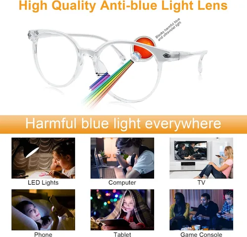 Miniatura 2 de Craebuer Lentes de luz azul, anteojos con filtro de luz azul, anteojos transparentes de lectura para computadora para mujeres y hombres