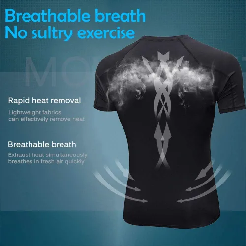 Miniatura 5 de Paquete de 3 camisetas de compresión para hombre, camisetas de entrenamiento de manga corta, camisetas de secado fresco, camiseta deportiva