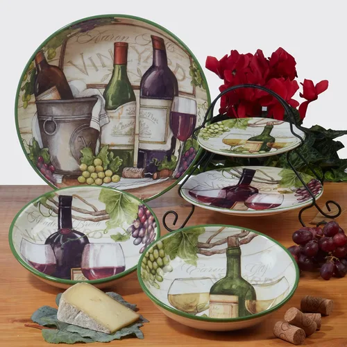 Miniatura 5 de Certified International Meadow Brook - Platos para canapé/almuerzo/aperitivo de 6 pulgadas, diseños surtidos, multicolor, grande, juego de 4