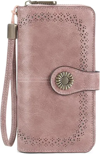 Miniatura 8 de SENDEFN Cartera de cuero para mujer, con bloqueo RFID, tarjetero para tarjetas de crédito, cartera de mano para mujer