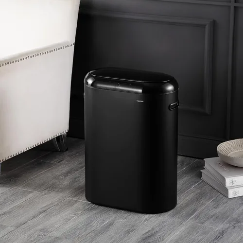Miniatura 2 de happimess HPM1016B Robo Kitchen - Bote de basura delgado ovalado con sensor de movimiento sin contacto de 13.2 galones con modo táctil, resistente a