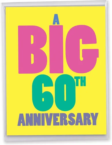 Miniatura 8 de NobleWorks Tarjeta de felicitación de aniversario del 60º hito jumbo de 8.5 x 11 pulgadas con sobre para hombres, mujeres (1 unidad) Floral Couple