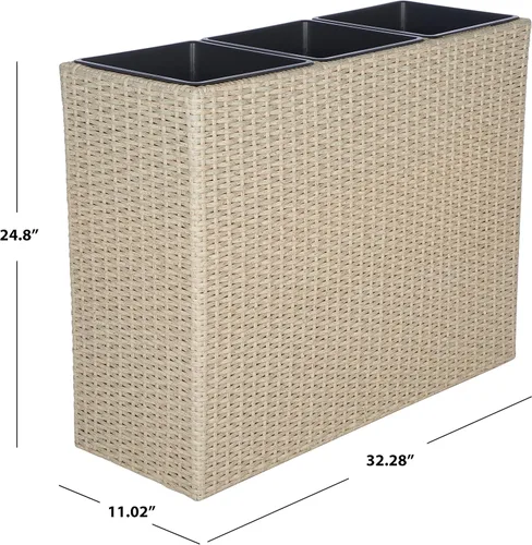 Miniatura 5 de SAFAVIEH Rita - Soporte para plantas de mimbre beige de 3 niveles con cestas, estante vertical para macetas para patio, balcón, jardín, 32.28
