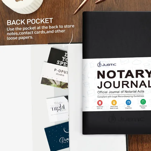 Miniatura 5 de JUBTIC Libro de registro de notario – Diario A4 de tapa dura para notario público de actos notariales – Suministros notariales grandes con guardia