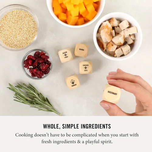 Miniatura 9 de Two Tumbleweeds Foodie Dice - Nueva Edición: Juego de 9 Dados para Inspirar Comidas Creativas de Temporada con Dado de Comida para Llevar - Regalo