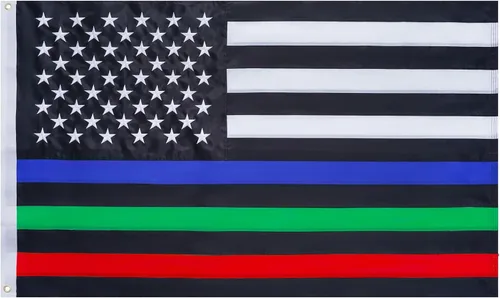 Miniatura 10 de ROTERDON Bandera de línea azul fina de 3 x 5 pies para exteriores, banderas bordadas de nailon 210D de policía resistentes, color vivo con 2 ojales