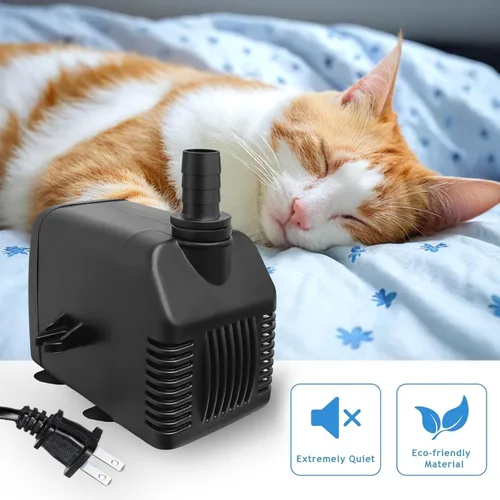 Miniatura 3 de Bomba de agua sumergible de 800 GPH (3000 L/H, 24 W), bomba de fuente ultra silenciosa con 2 boquillas, cable de alimentación de 6.5 pies