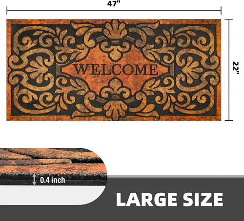 Miniatura 3 de Tapete de Bienvenida Grande de 47"x22" para Exteriores de Servicio Pesado con Respaldo de Goma Antideslizante - Tapete Duradero para Puerta Exterior
