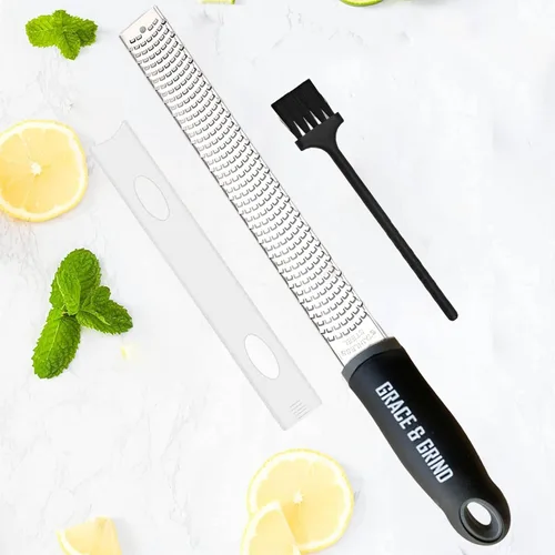Premium Kitchen Limón y queso parmesano Zester - Espiralizador versátil para frutas, verduras, ajo y cítricos - La mejor trituradora y peladora de