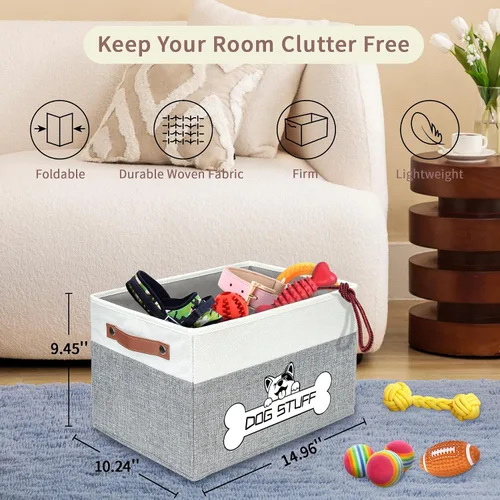 Miniatura 2 de Caja de juguetes plegable para perros, almacenamiento de tela para mascotas, organizador plegable para decoración del hogar con asa, cesta de Café