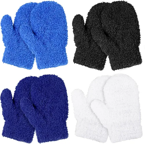 ONESING 4 pares de mitones para bebés, guantes suaves para recién nacidos, guantes de invierno para bebés y niñas