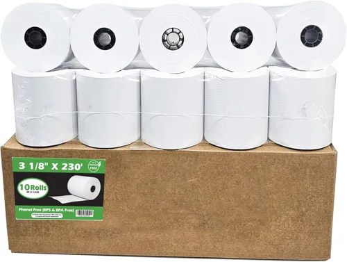 Miniatura 13 de (10 Rolls) 3 1/8 x 230 thermal paper square POS cash register thermal receipt paper rolls bpa free BuyRegisterRolls