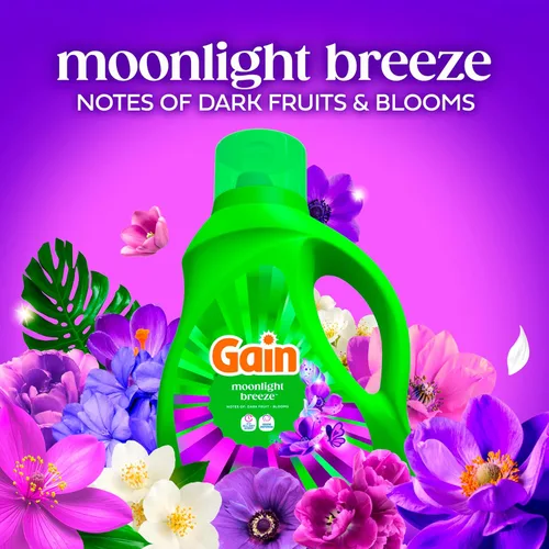 Miniatura 5 de Gain Detergente líquido para ropa con defensa del olor, aroma Moonlight Breeze, jabón de lavandería para lavadoras HE, 60 onzas líquidas, 45 cargas