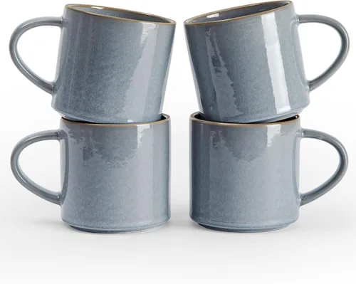 Miniatura 22 de famiware Nebula - Taza de café de 4 piezas, tazas de catering de 14 onzas con asa para café, té, cacao, leche, gris claro Nebulosa gris claro