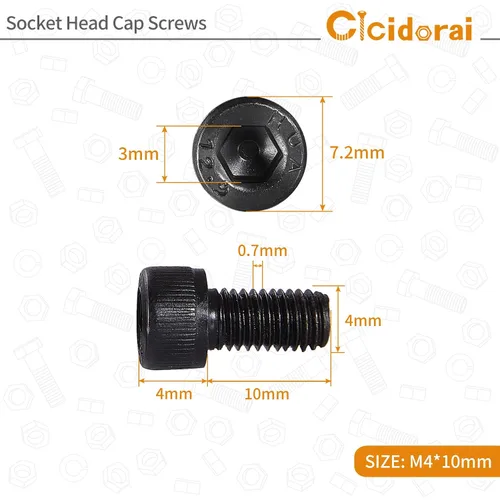 Miniatura 2 de Tornillos de cabeza hueca M4-0.028 x 0.394 in, acero de aleación de grado 12.9, acabado de óxido negro, rosca de máquina, unidad de enchufe Allen