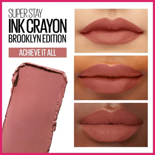 Miniatura 3 de Maybelline Super Stay Ink Crayon lápiz labial, lápiz labial mate con punta de precisión con sacapuntas integrado, larga duración de hasta 8 horas
