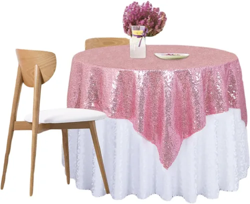 Miniatura 32 de DUOBAO Mantel Redondo Amarillo de 60 Pulgadas Mantel de Mesa con Lentejuelas Decoración de Cumpleaños Manteles con Lentejuelas Manteles de Mesa
