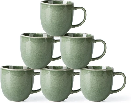 Miniatura 11 de AmorArc Tazas de café de 12 onzas, juego de 6 tazas de café de cerámica para hombre, mujer, papá, mamá, tazas de café modernas con asa para café