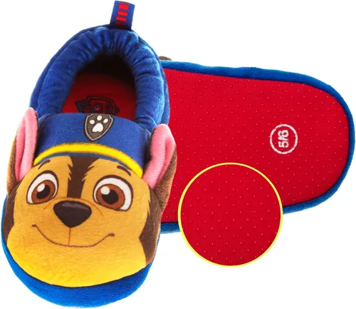Miniatura 2 de Nickelodeon Paw Patrol and Sponge Bob Squarepants Zapatos de casa Chase y Marshall para niños pequeños Zapatillas de casa de felpa, ligeras