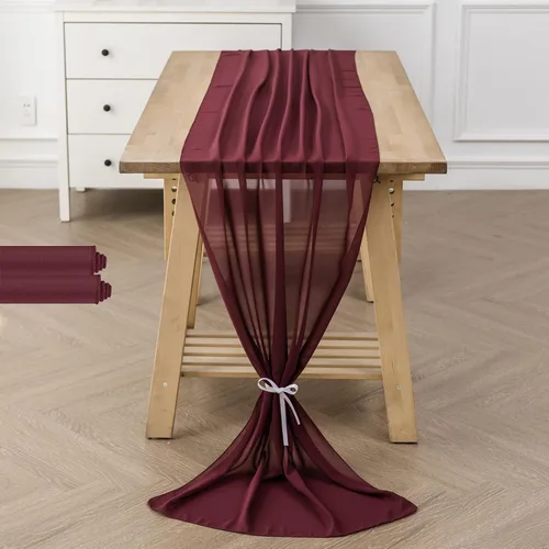 Miniatura 19 de Paquete de 2 caminos de mesa de gasa de 10 pies de 29 x 120 pulgadas, camino de mesa romántico transparente para boda, fiesta de cumpleaños