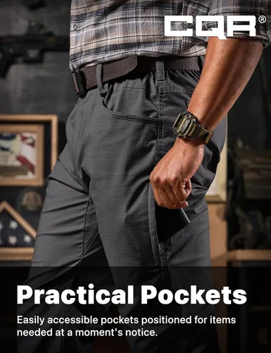 Miniatura 51 de CQR – Pantalones tácticos elásticos tipo cargo para hombre, resistentes al agua, de tela ripstop (antidesgarros), ligeros, ideales para uso diario