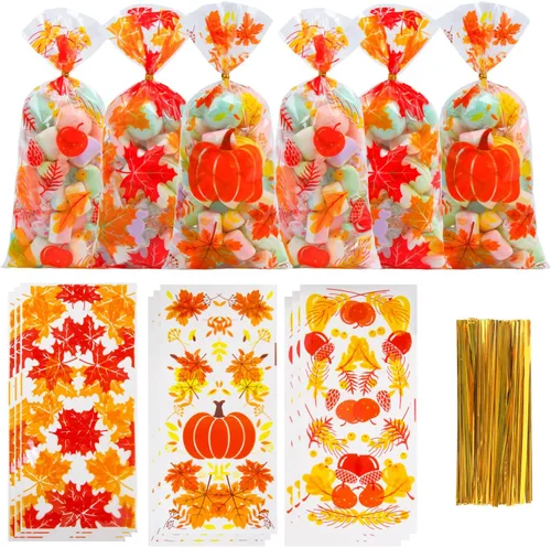 Miniatura 11 de DIYASY Paquete de 180 bolsas de celofán de Halloween, bolsa de plástico para dulces para niños, bolsas transparentes para aperitivos, recuerdos
