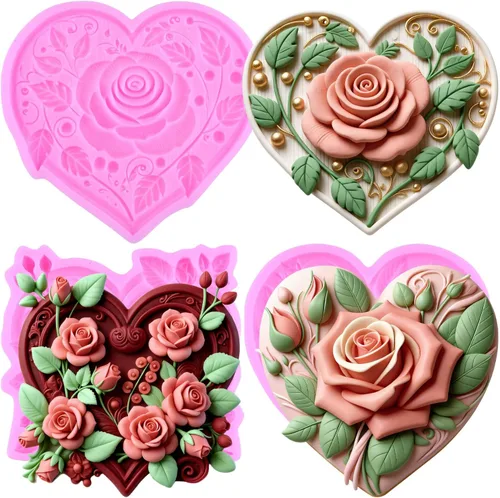 Miniatura 10 de ZiXiang Moldes de fondant para el día de San Valentín, moldes de silicona para pastel de fondant de boda, de oso, corazón, letra de amor, caramelo