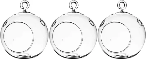 Miniatura 17 de WGV Globo de terrario colgante, ancho 5 pulgadas, altura 6 pulgadas, maceta de aire para suculentas, florero de vidrio transparente con parte