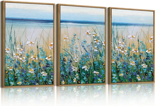Miniatura 10 de BINCUE Lienzo de plantas botánicas neutrales, 6 piezas, arte de pared rústico, pinturas de pared de granja, impresiones botánicas de plantas