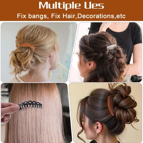 Miniatura 4 de Mabor 12 peines laterales franceses para mujer, juego de peines de clip para el cabello con 3 tamaños, accesorios coloridos para el cabello ABS