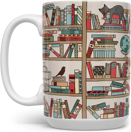 Loftipop Book Lover - Taza de café, libro Bibliófilo, libro Bibliófilo, libros y gatos (15 onzas)