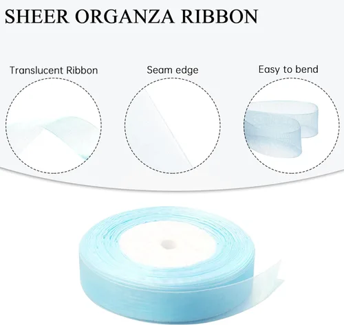 Miniatura 7 de Cinta de organza transparente de 3/4 de pulgada, 50 yardas, cinta de gasa para envolver regalos, decoración de Navidad, Halloween, ramo de boda