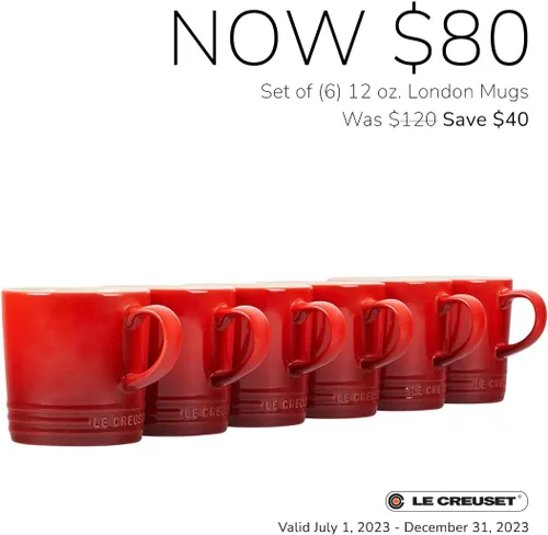 Miniatura 5 de Le Creuset Juego de 6 tazas de gres Londres, 12 onzas cada una, color blanco