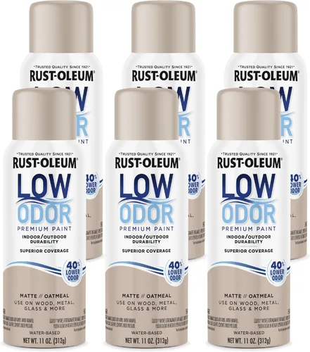 Miniatura 45 de Rust-Oleum Pintura en aerosol prémium de bajo olor, 11 onzas, concha marina brillante, paquete de 6 Seashell