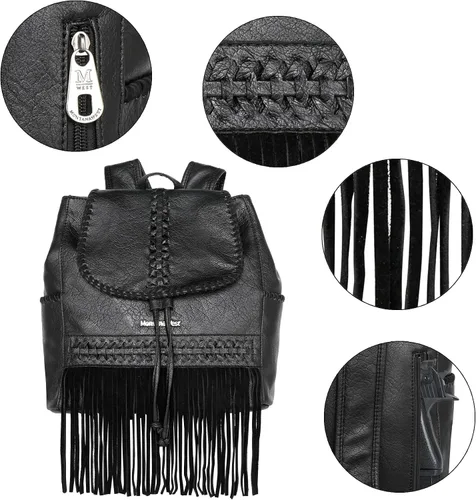 Miniatura 3 de Montana West Fringe Concho Collection - Mochila escolar grande de viaje con borla, a negro
