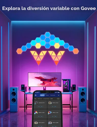 Miniatura 6 de Paneles de luz Govee Glide Hexa, luces de pared LED hexagonales RGBIC, luces de pared creativas Wi-Fi para el hogar inteligente con sincronización