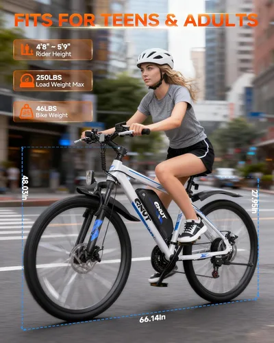 Miniatura 8 de Totem Bicicleta Eléctrica para Adultos, 750W Pico 26" Bicicleta Eléctrica para Hombres Mujeres Adolescentes con Batería 375WH, 21 Velocidades 20Mph