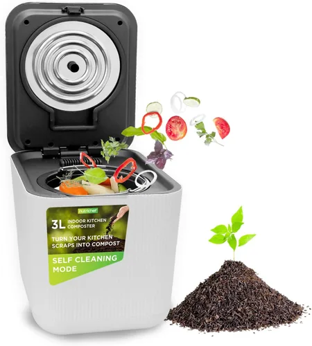 Nutrichef Compostador eléctrico de cocina de 3 litros – Material orgánico de compostaje y restos de comida | Papelera automática de abono para Blanco