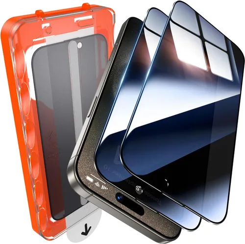 Miniatura 12 de UniqueMe Paquete de 2 protectores de pantalla de privacidad para iPhone 16 Pro/iPhone 17, [grado militar inastillable y dureza 9H+] Pantalla de Negro