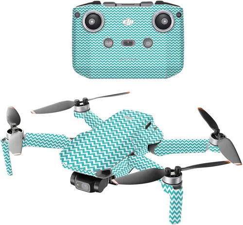 MightySkins - Compatible con DJI Mini 2 Dron portátil - Chevron turquesa | Funda protectora de vinilo duradera y única | Fácil de aplicar y cambiar