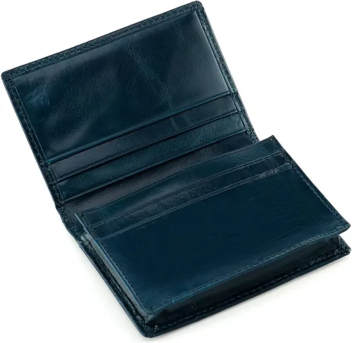 Miniatura 7 de Billetera de bolsillo frontal plegable para hombre, de piel auténtica, con bloqueo RFID, tarjetero