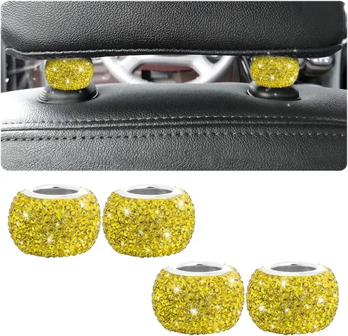 Miniatura 16 de BELOMI Paquete de 4 collares para reposacabezas de automóvil, collares brillantes para reposacabezas de automóvil, decoración de anillos, collares